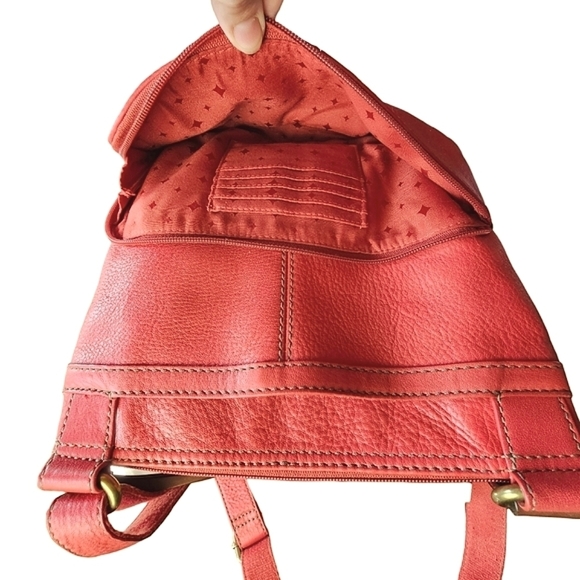 FOSSIL Morgan Traveler Red Leather Organizable Adjustable Strap Crossbody - Picture 6 of 11